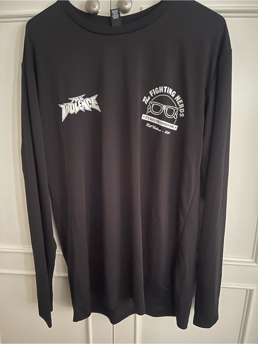 The Fighting Nerds Black Long Sleeve Graphic Tee UFC Full violence active wear